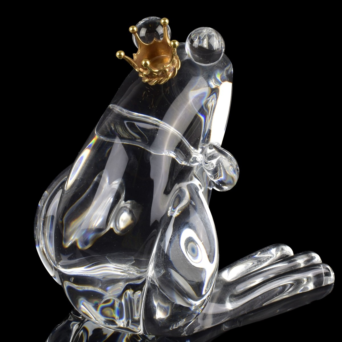 Steuben Crystal and 18K Frog Prince