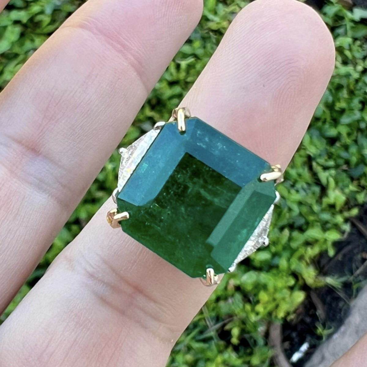 GIA Emerald, Diamond and 18K Ring