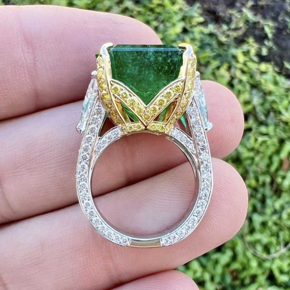 GIA Emerald, Diamond and 18K Ring
