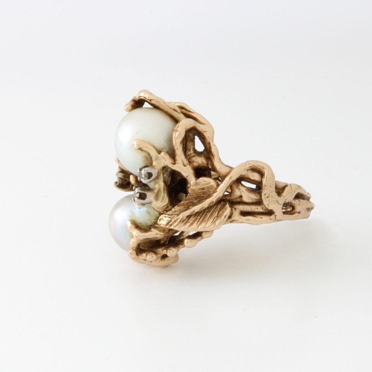 Pearl, Diamond and 14K Ring