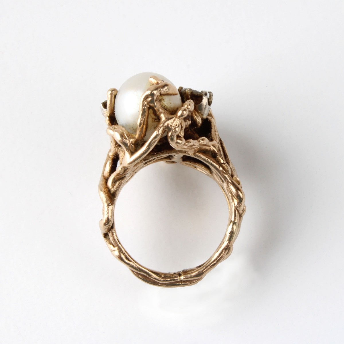 Pearl, Diamond and 14K Ring