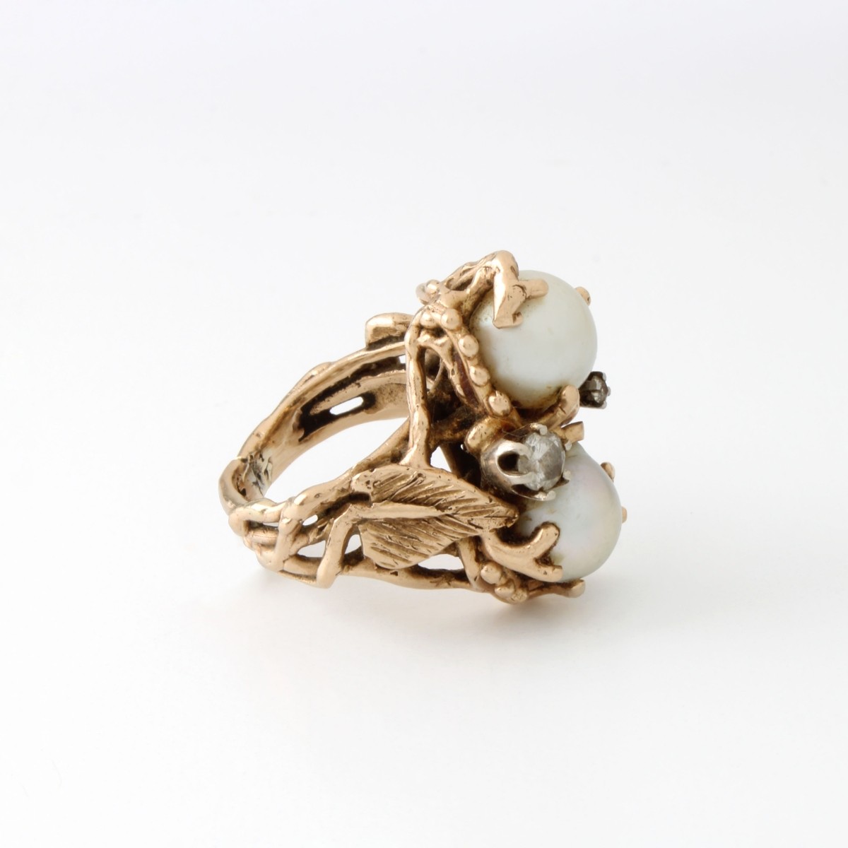 Pearl, Diamond and 14K Ring