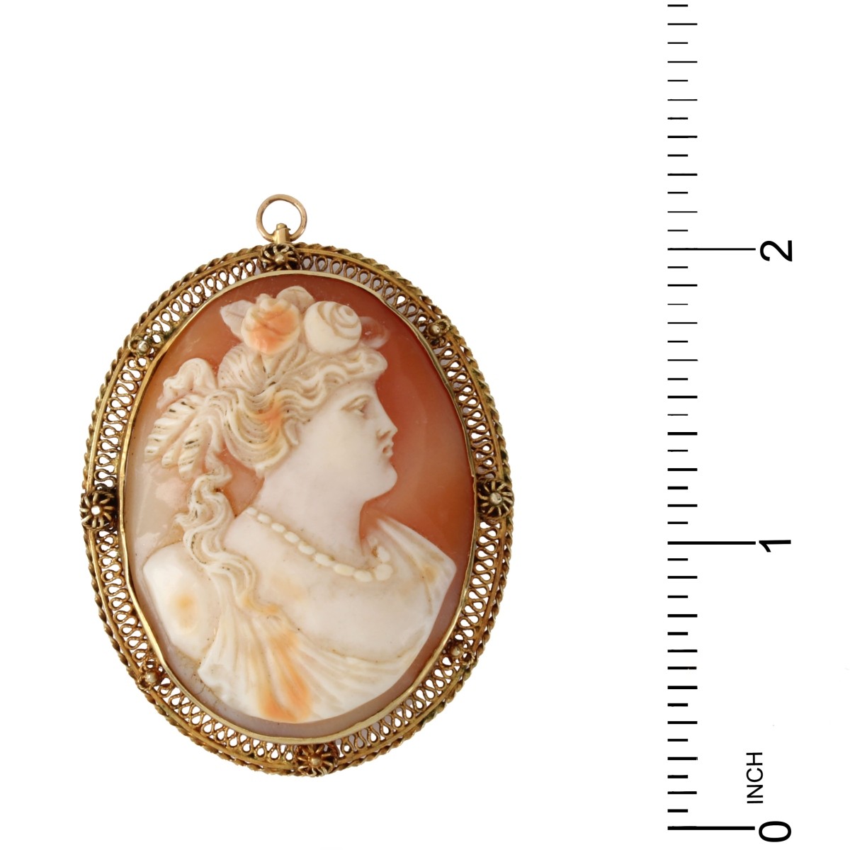 Shell Cameo and 14K Pendant Brooch