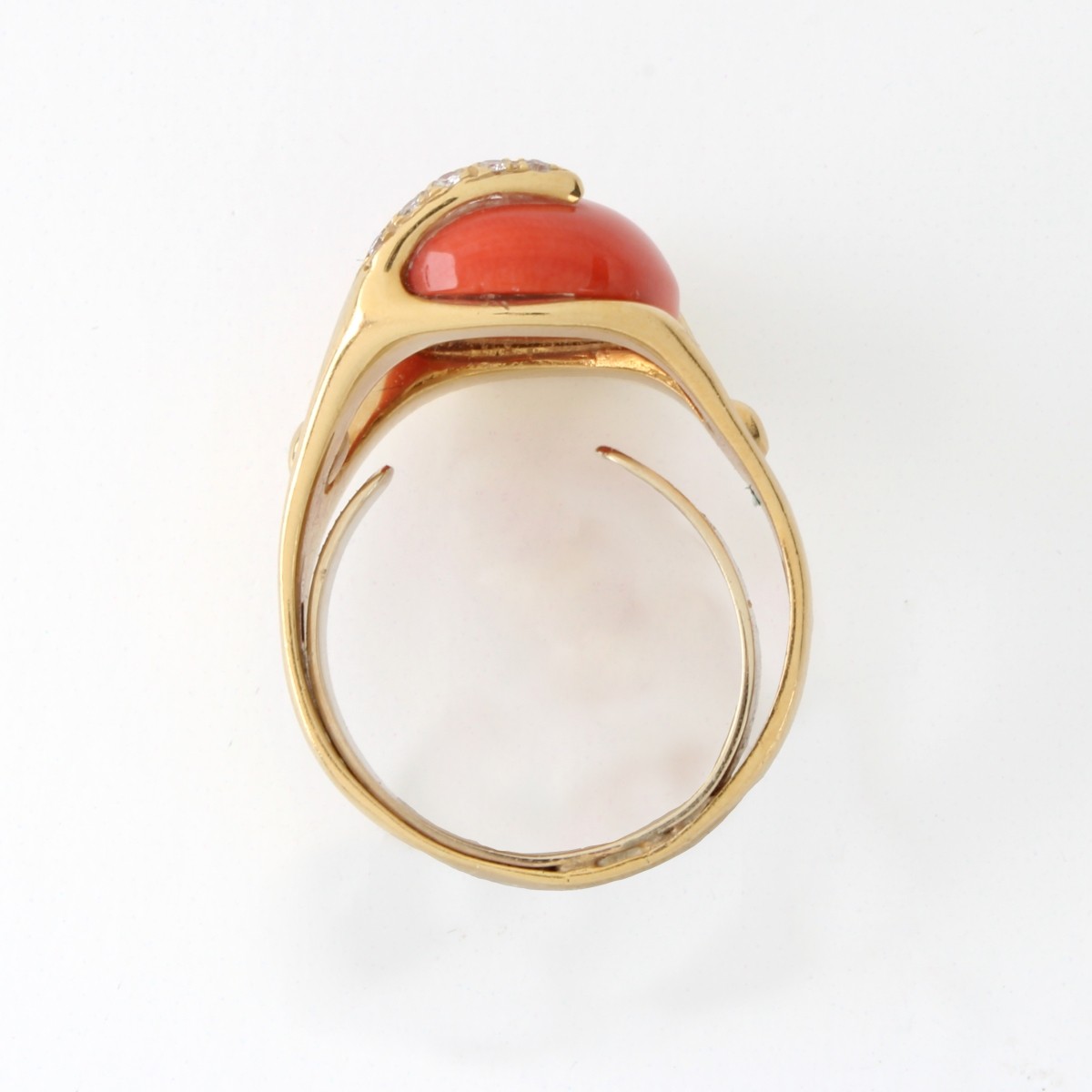 Coral, Diamond and 18K Ring & Earrings