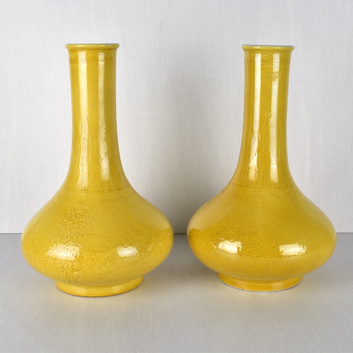 Antique Chinese Glazed Famille Jaune Vases