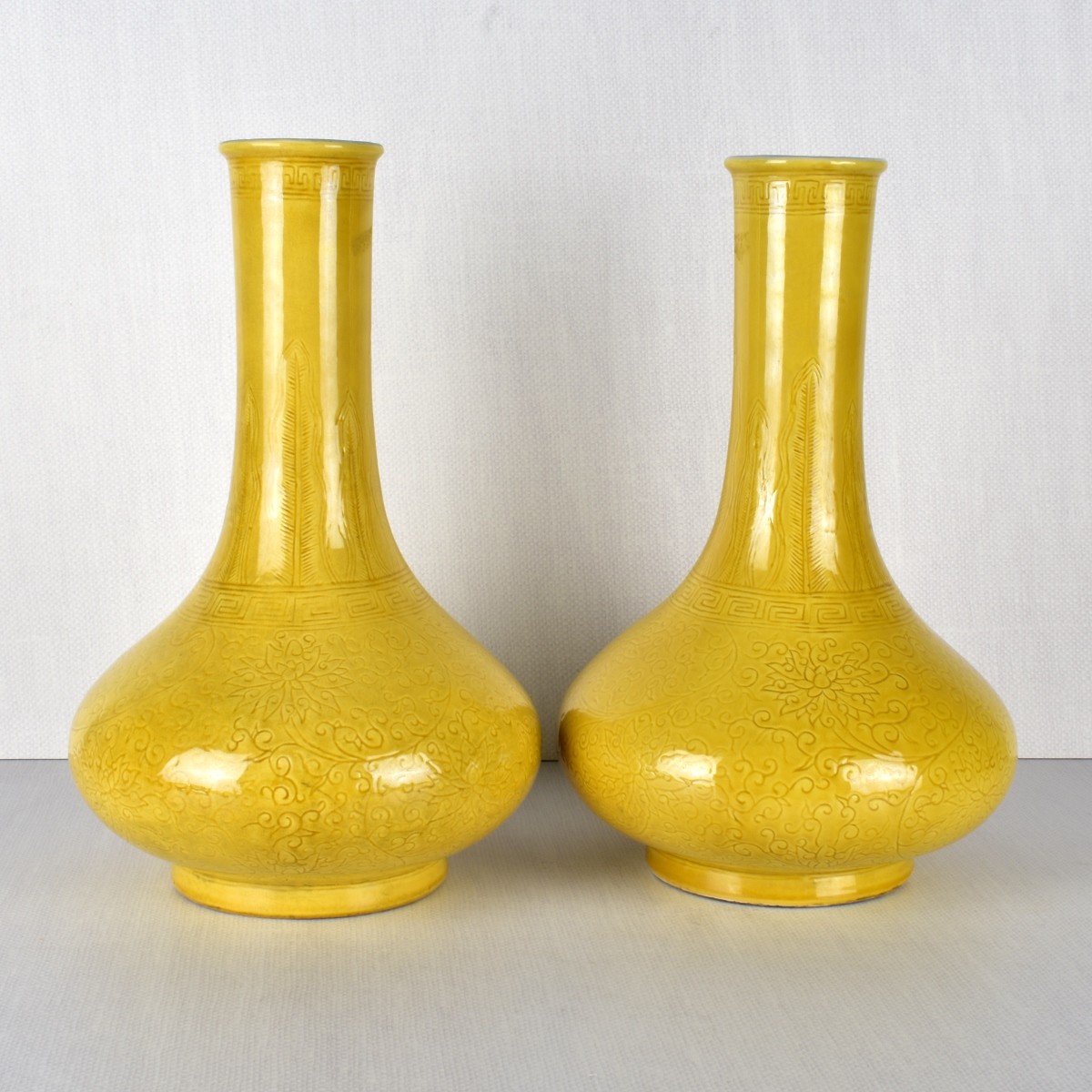 Antique Chinese Glazed Famille Jaune Vases