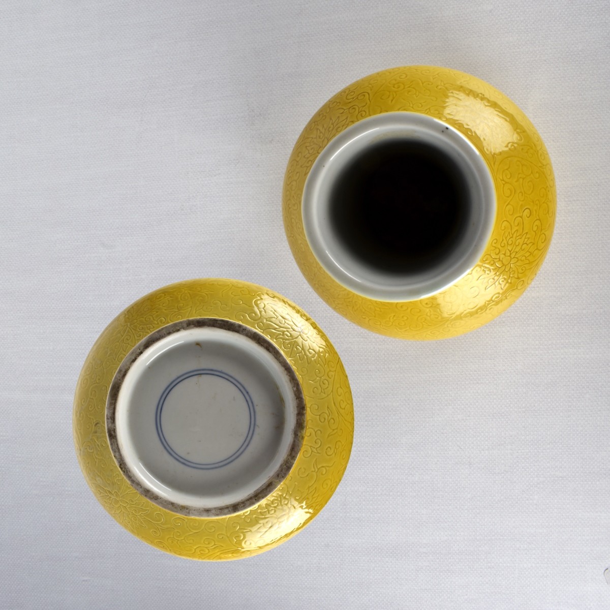 Antique Chinese Glazed Famille Jaune Vases