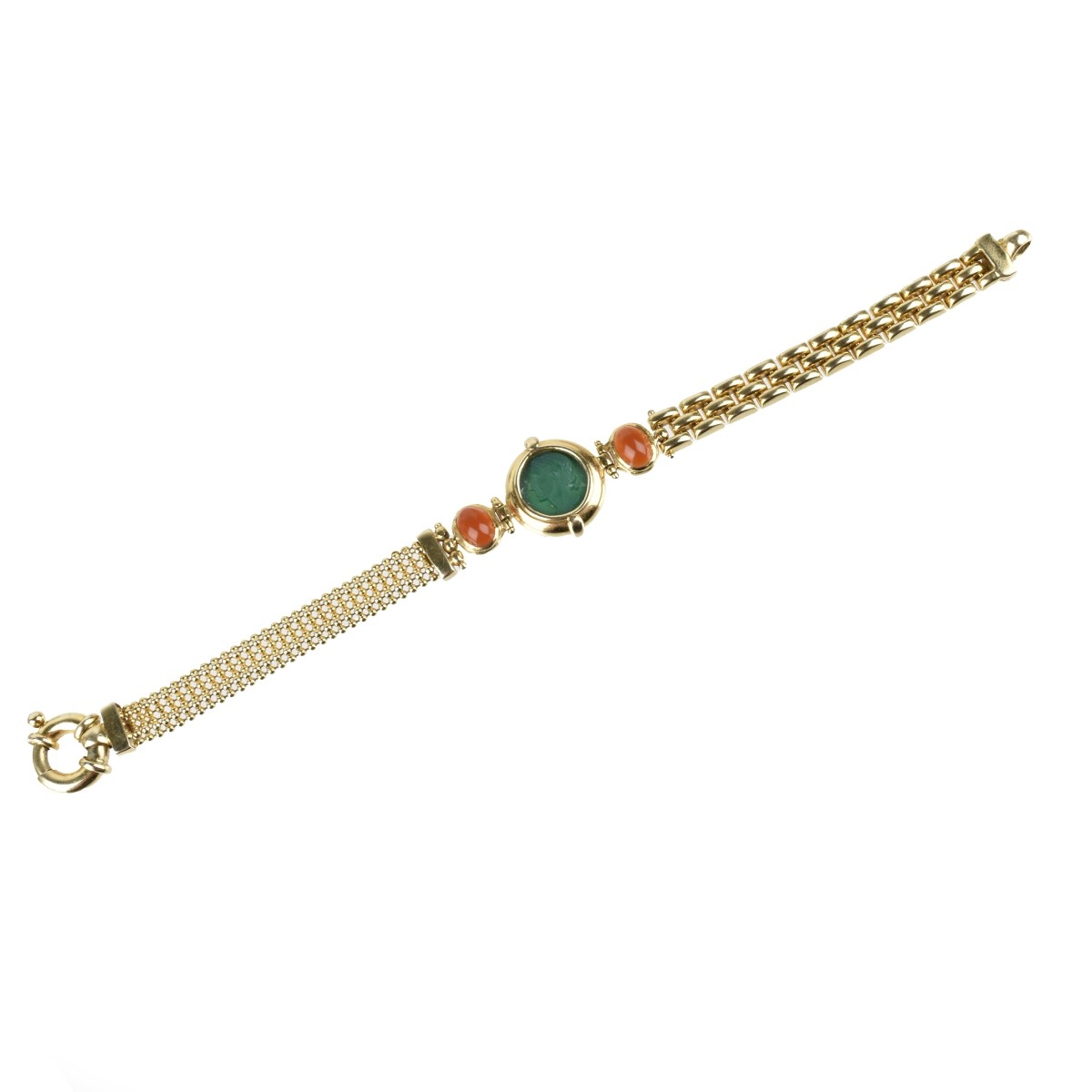 Carnelian, Hardstone and 14K Bracelet