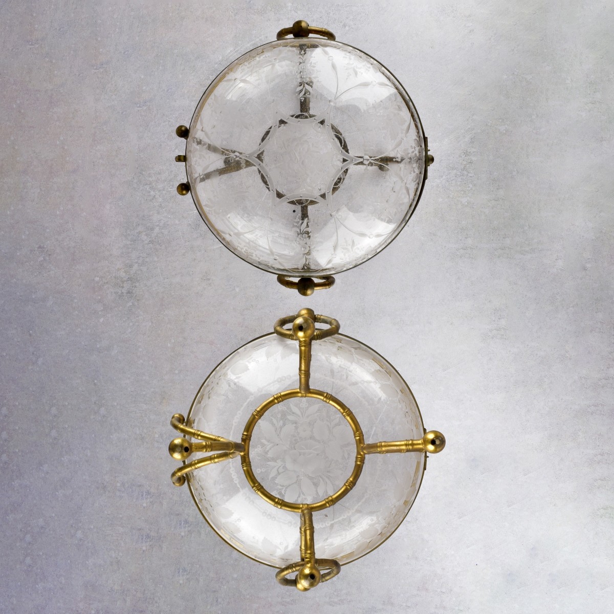 Antique French Etched Glass Lidded Box