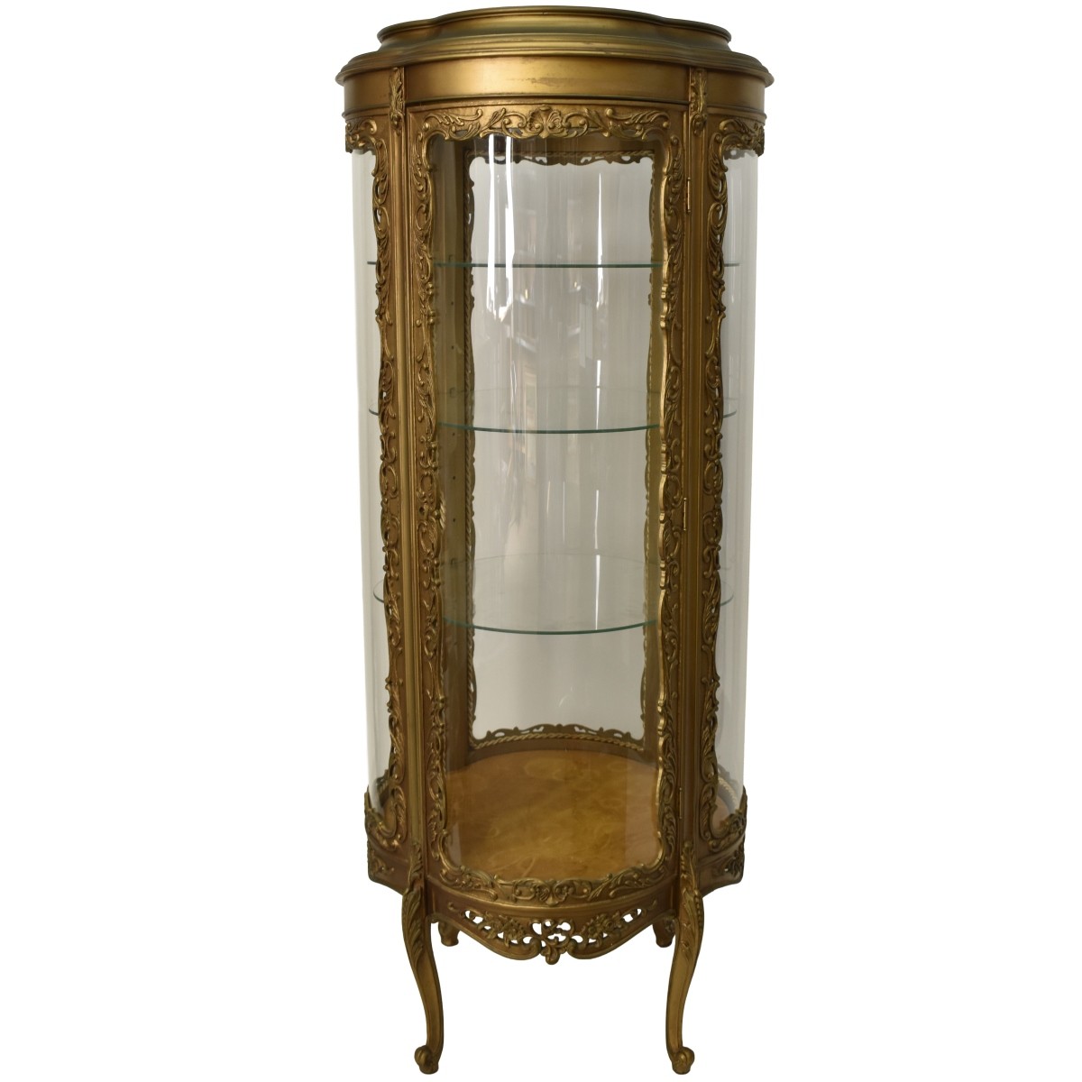 Vintage French Louis XV Style Round Curio Cabinet