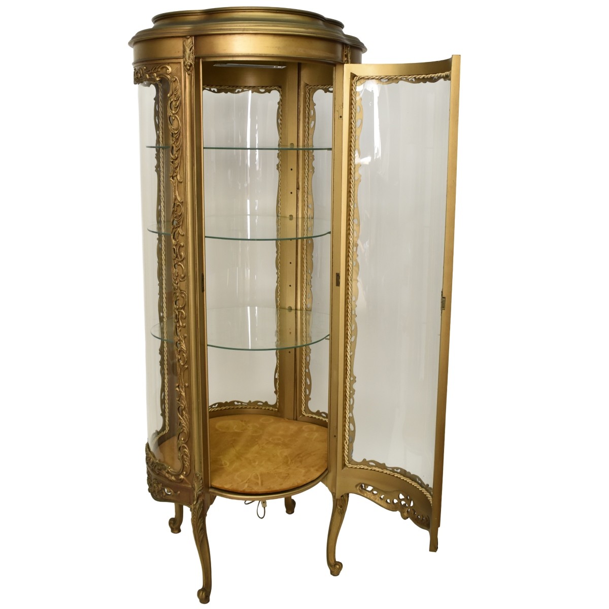 Vintage French Louis XV Style Round Curio Cabinet