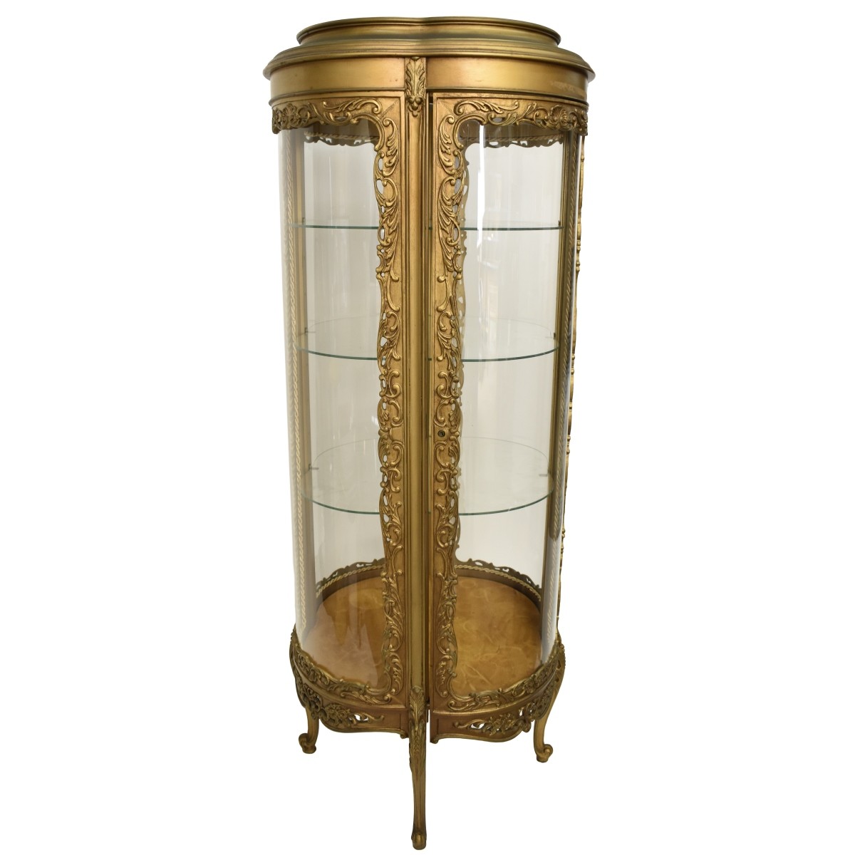 Vintage French Louis XV Style Round Curio Cabinet