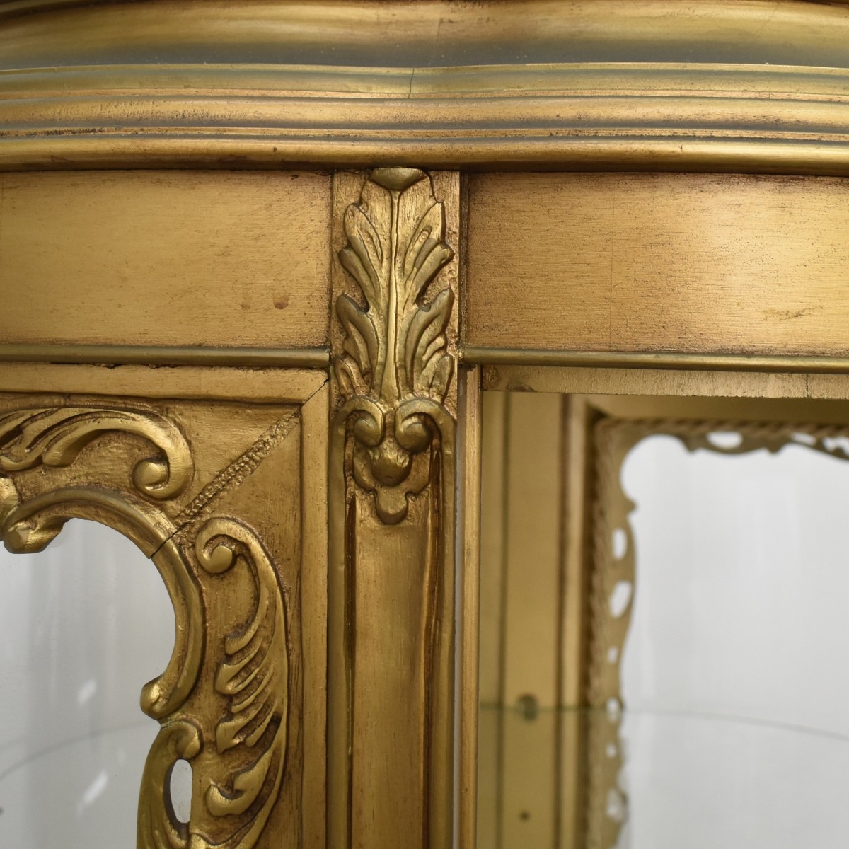 Vintage French Louis XV Style Round Curio Cabinet