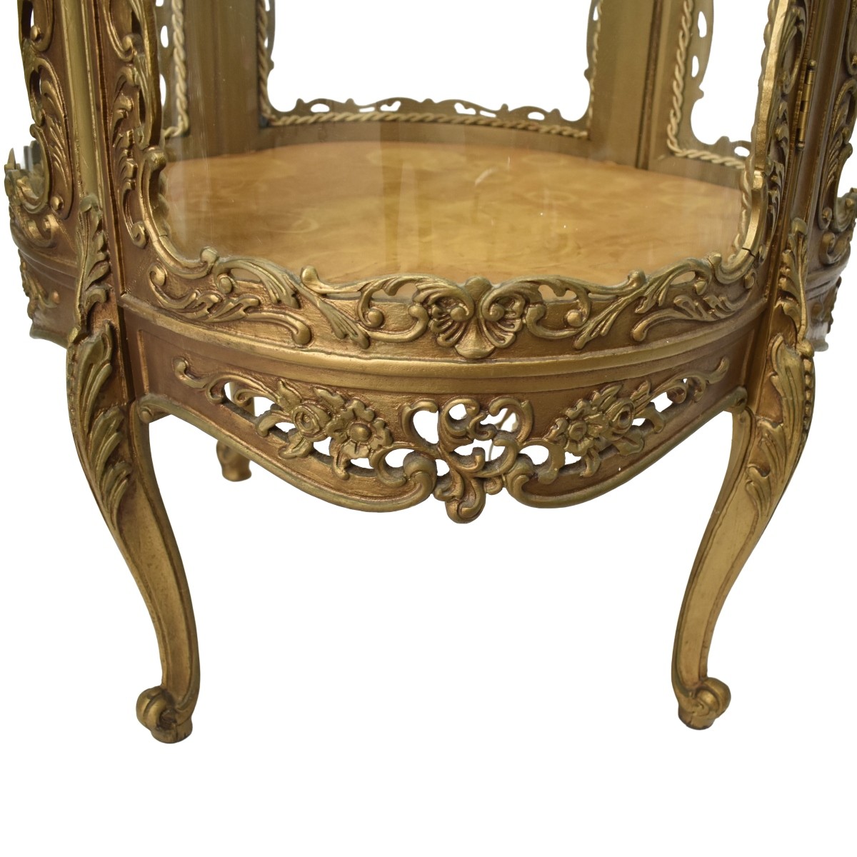 Vintage French Louis XV Style Round Curio Cabinet