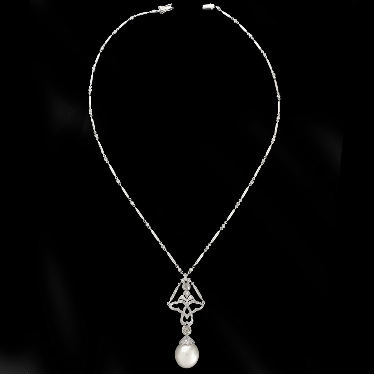 Pearl, Diamond, Platinum and 18K Necklace