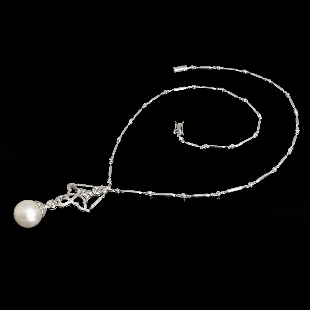 Pearl, Diamond, Platinum and 18K Necklace