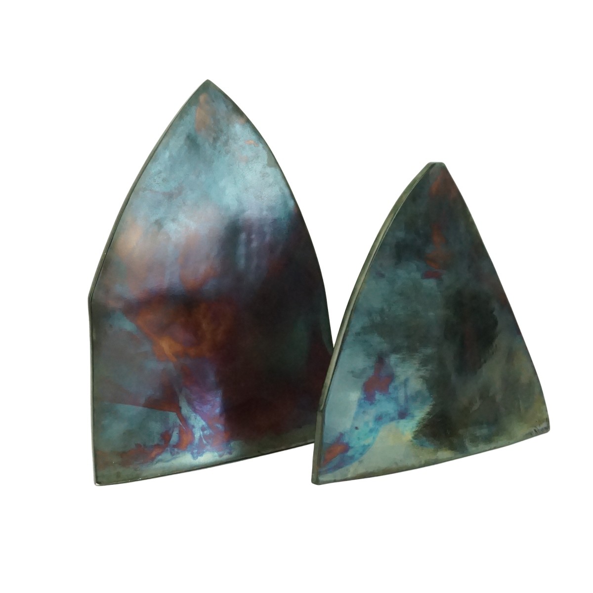 Pr Iridescent Raku Glazed Abstract Sculptures