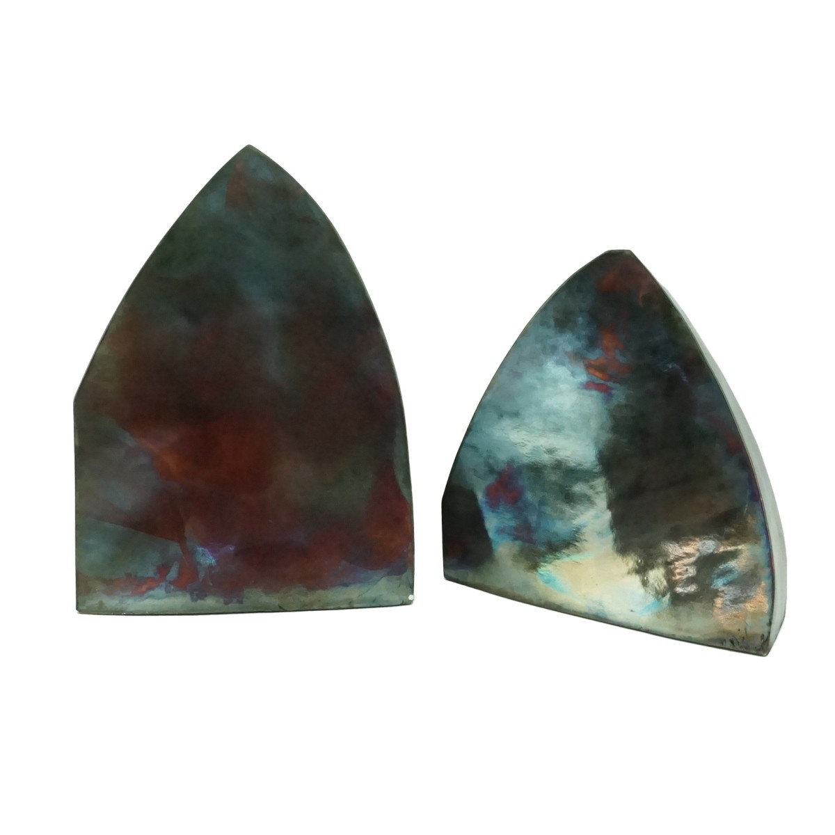 Pr Iridescent Raku Glazed Abstract Sculptures