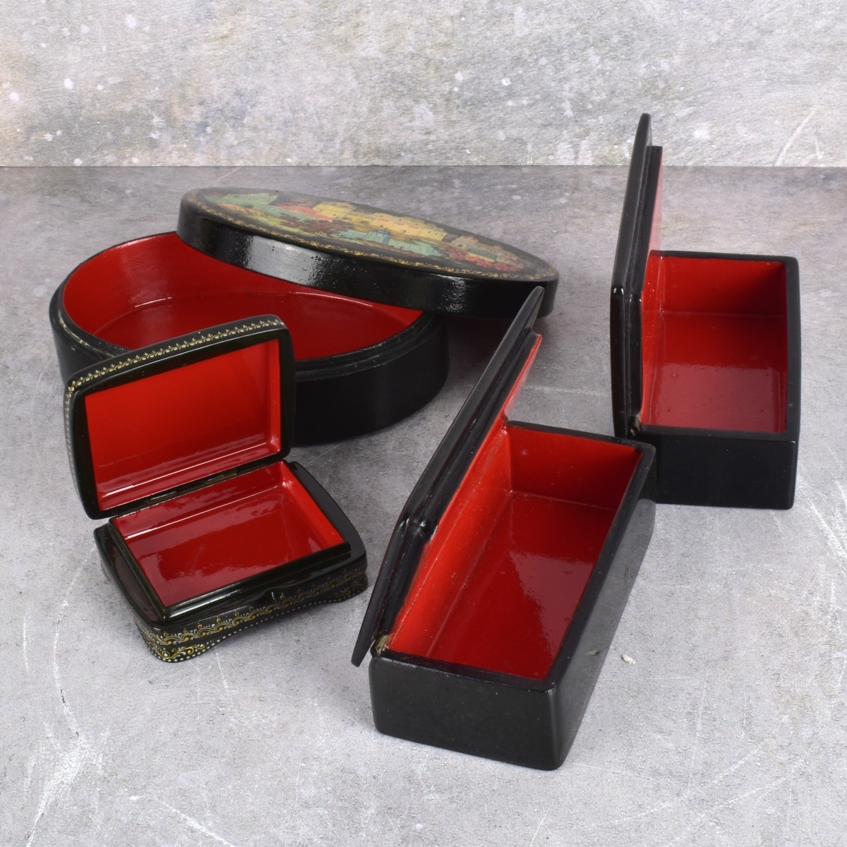 Group of Russian Boxes and Wall Art