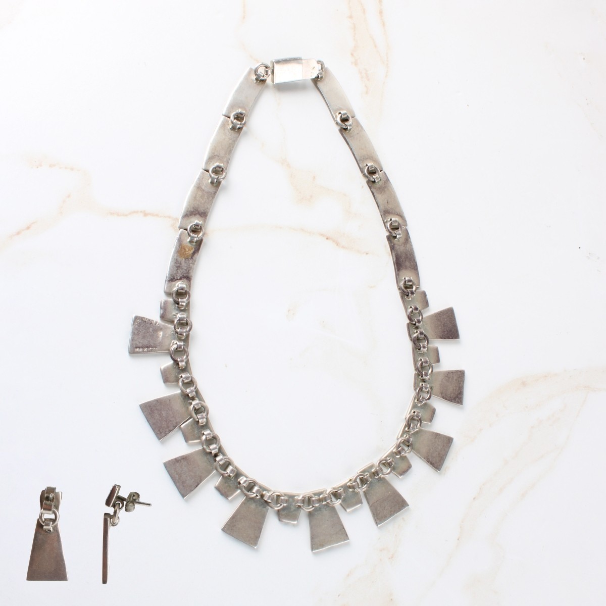 Taxco Silver Turquoise Necklace-Earrings