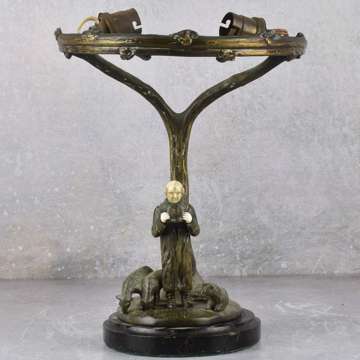 Bronze Figural Lamp Modeled as a Shepard