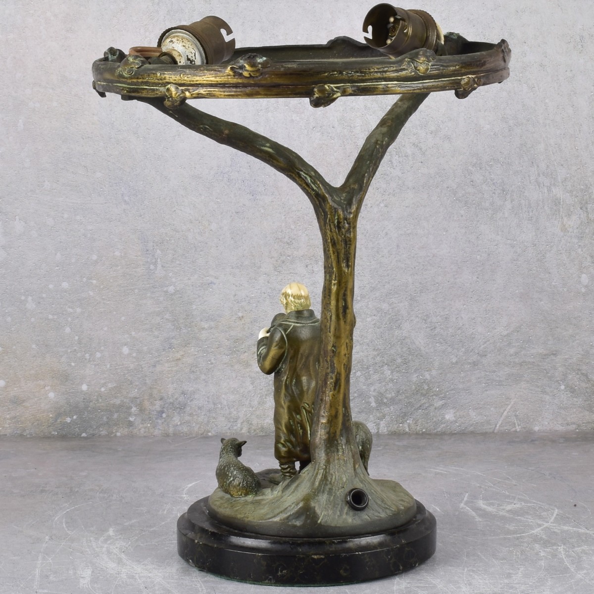Bronze Figural Lamp Modeled as a Shepard