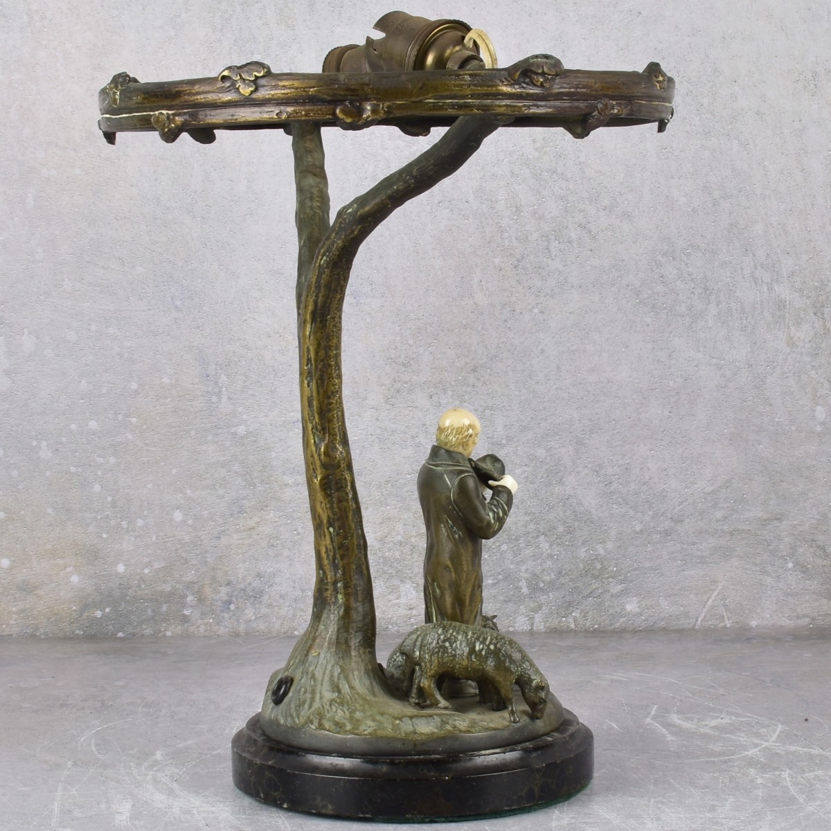 Bronze Figural Lamp Modeled as a Shepard