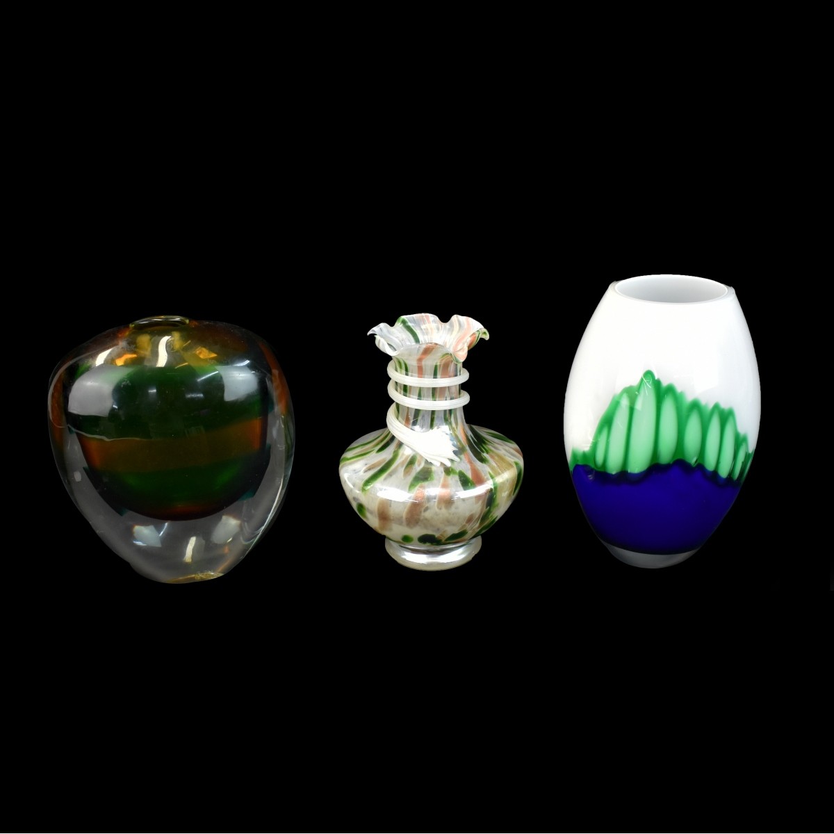 3 Art Glass Vases