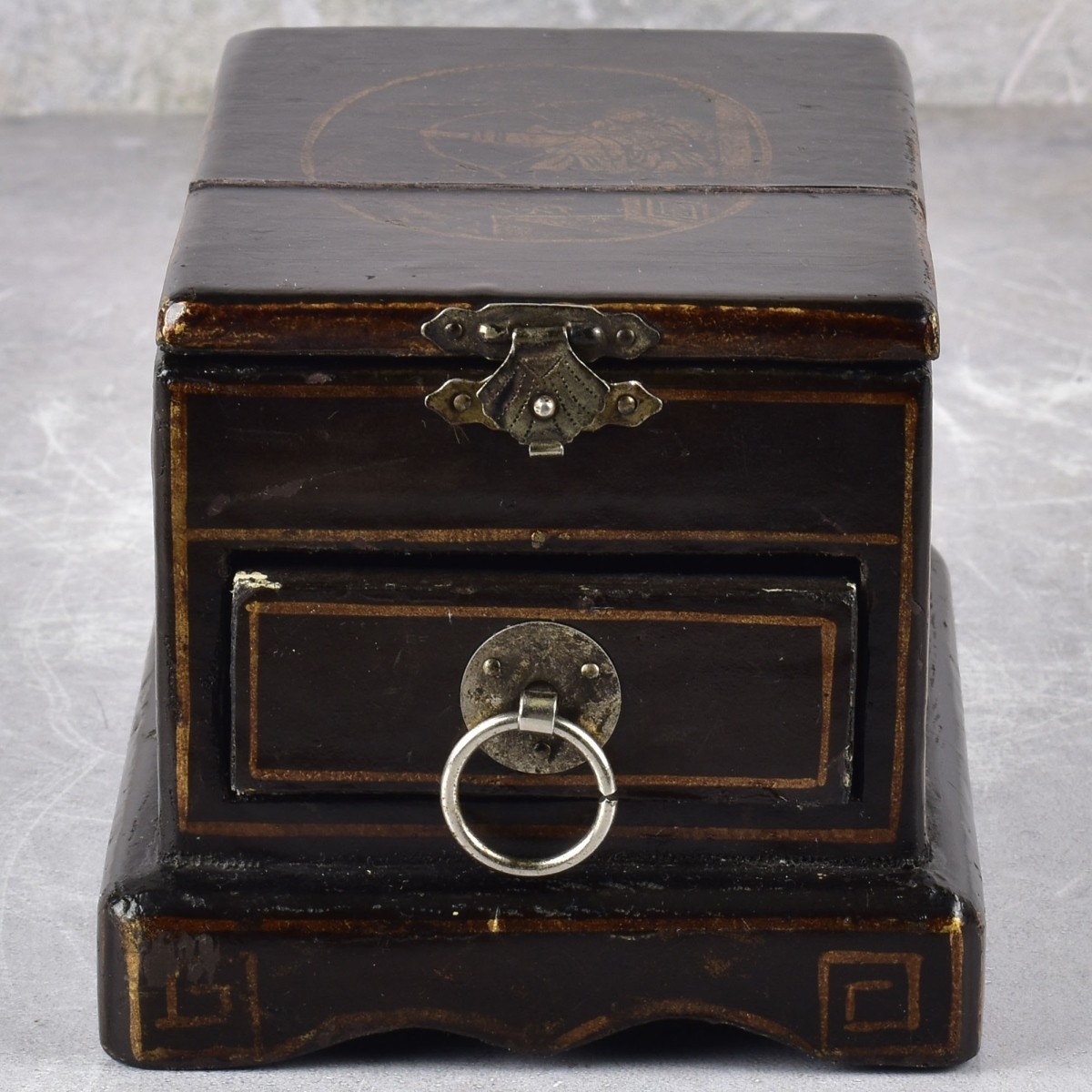Antique Chinese Jewelry Chest with Fold Up Mirror