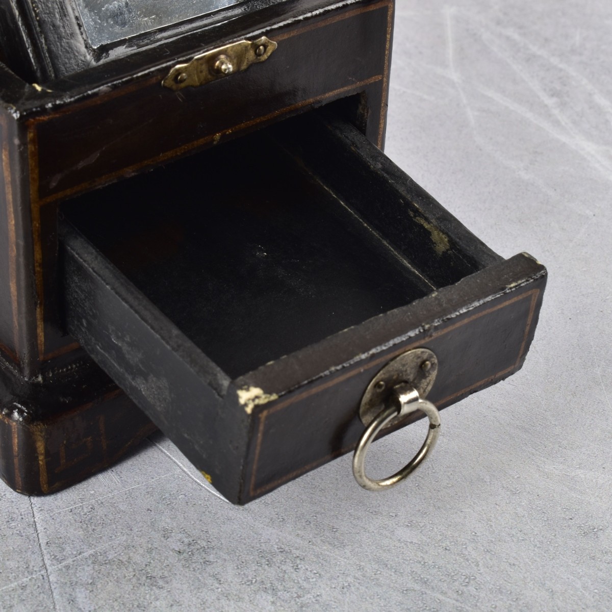 Antique Chinese Jewelry Chest with Fold Up Mirror
