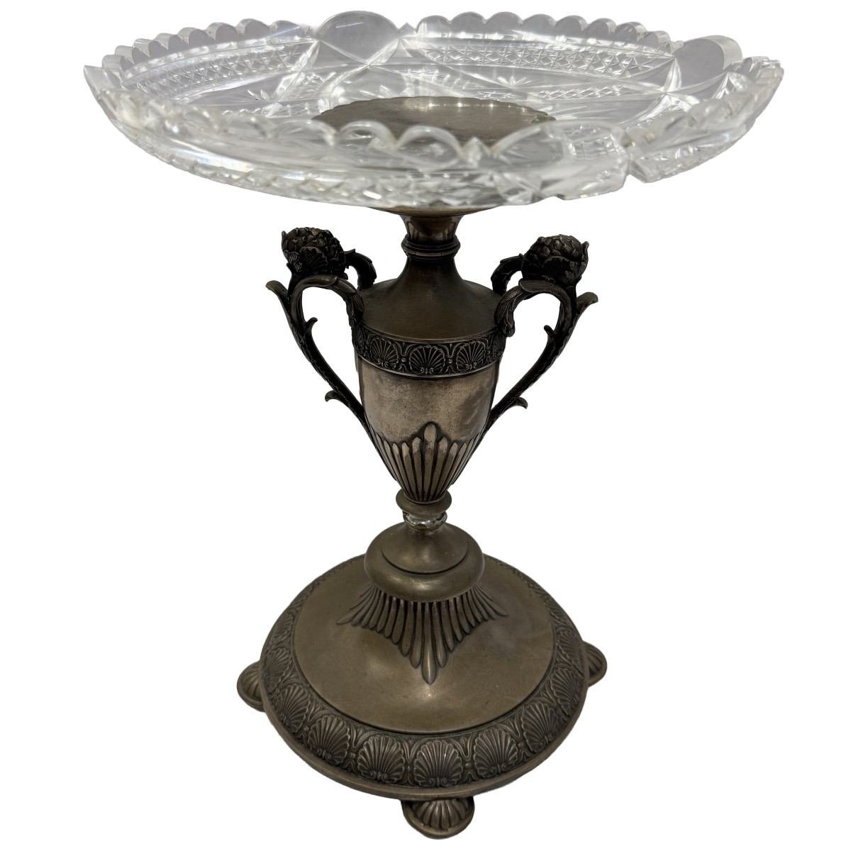 Silver Plated Compote with Glass Bowl.