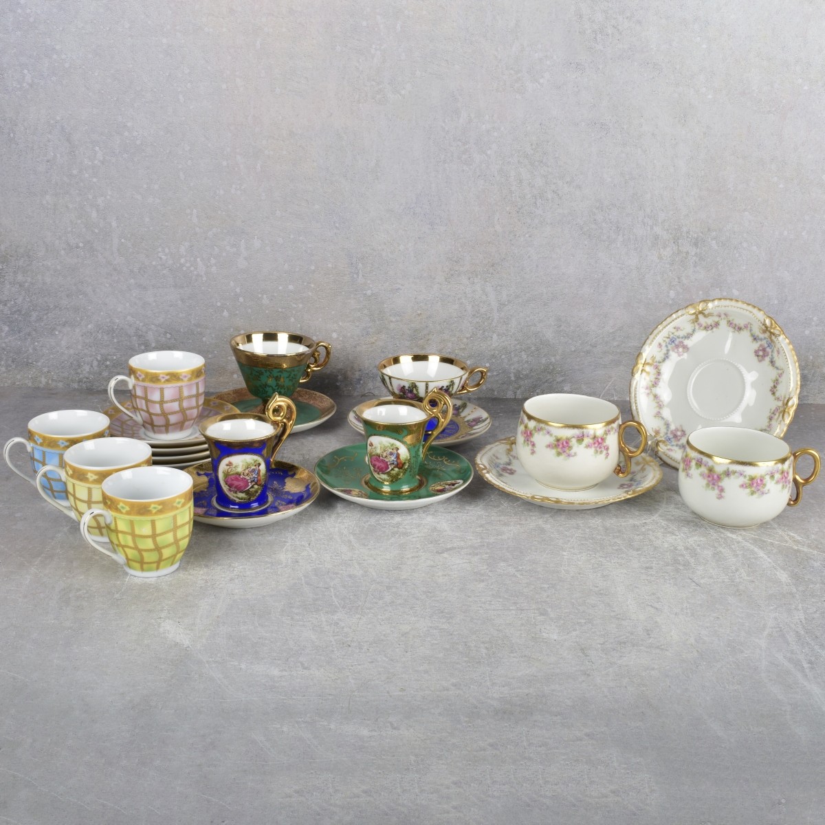 Collection of Porcelain Cups and Saucers