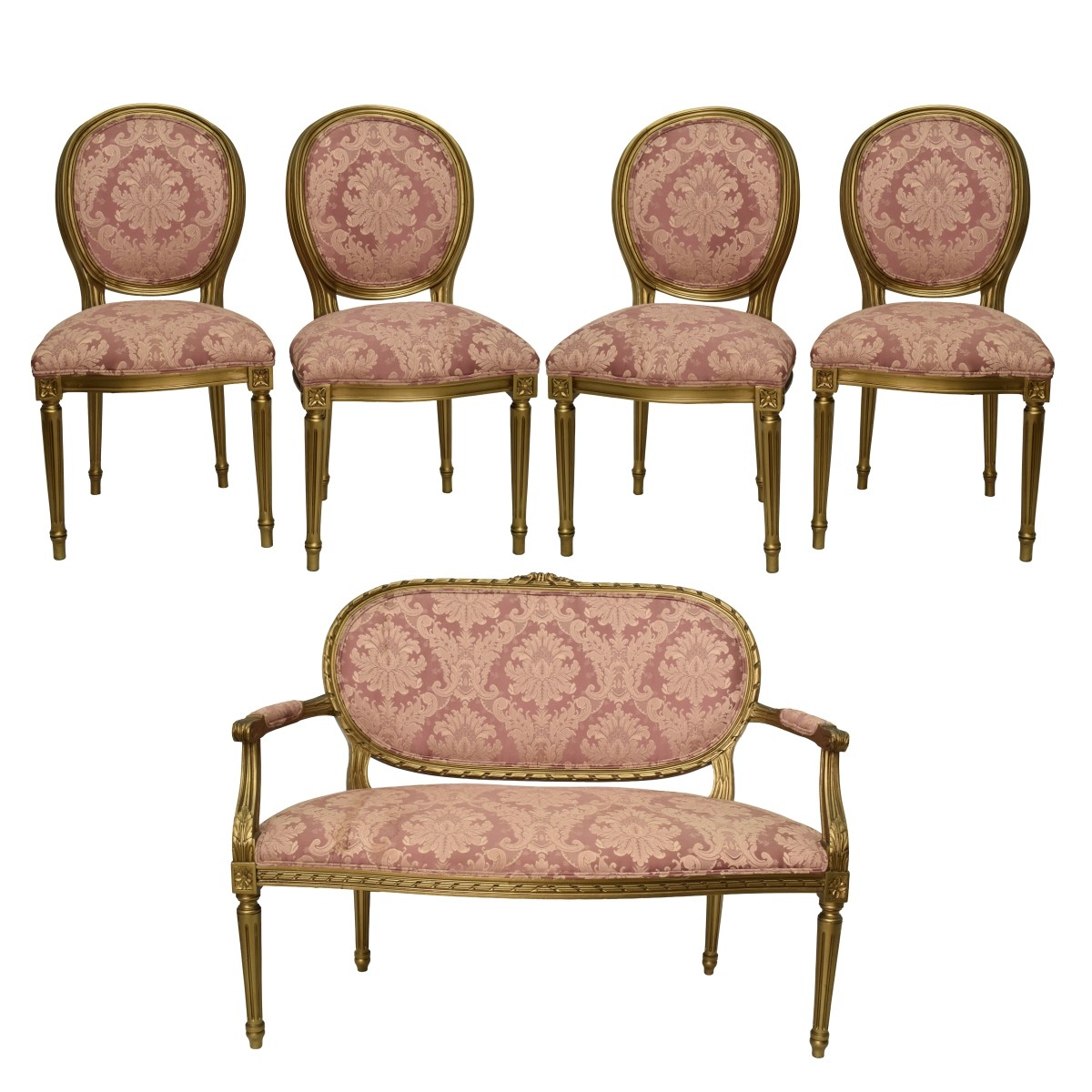 French Louis XVI Style Settee and Chairs