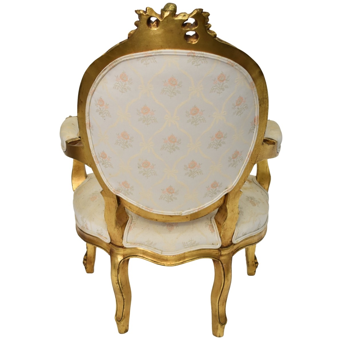 French Louis XVI Style Upholstered Giltwood Chair