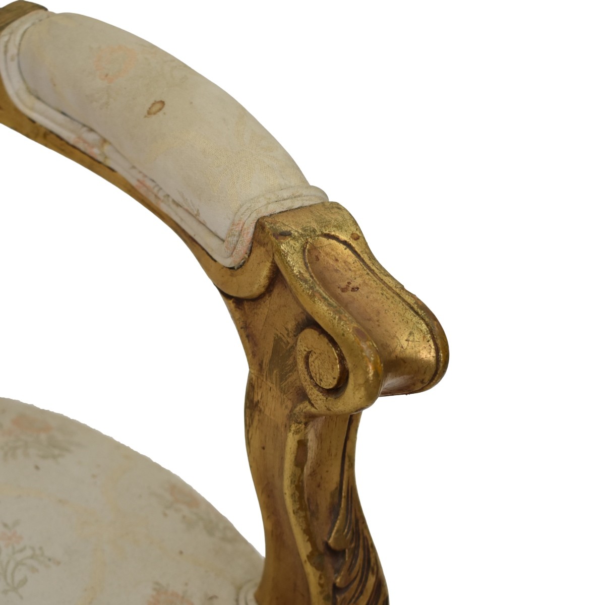 French Louis XVI Style Upholstered Giltwood Chair