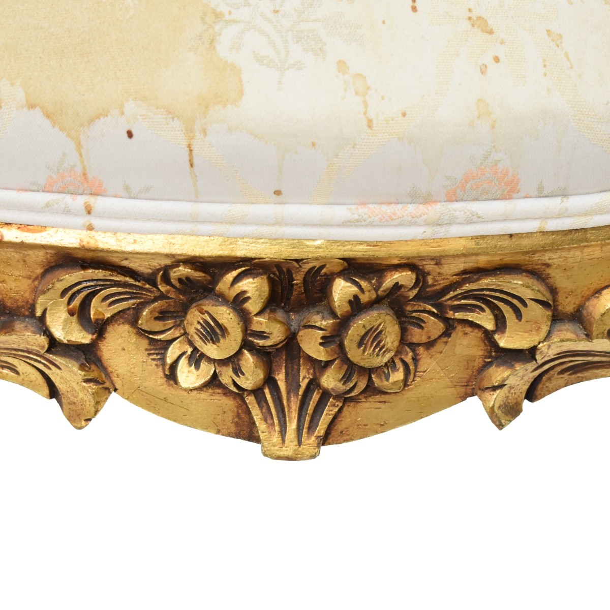 French Louis XVI Style Upholstered Giltwood Chair