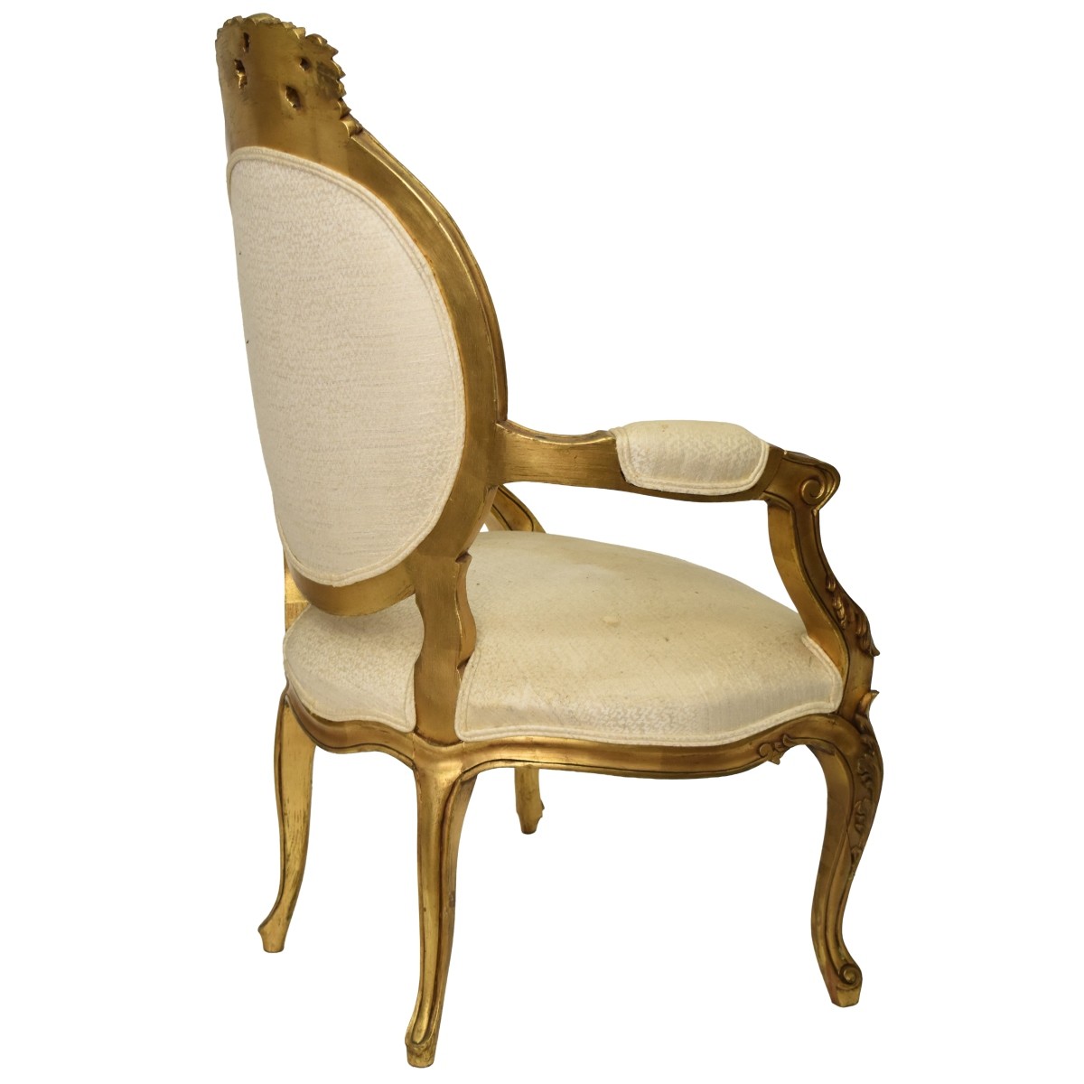 French Louis XVI Style Upholstered Giltwood Chair