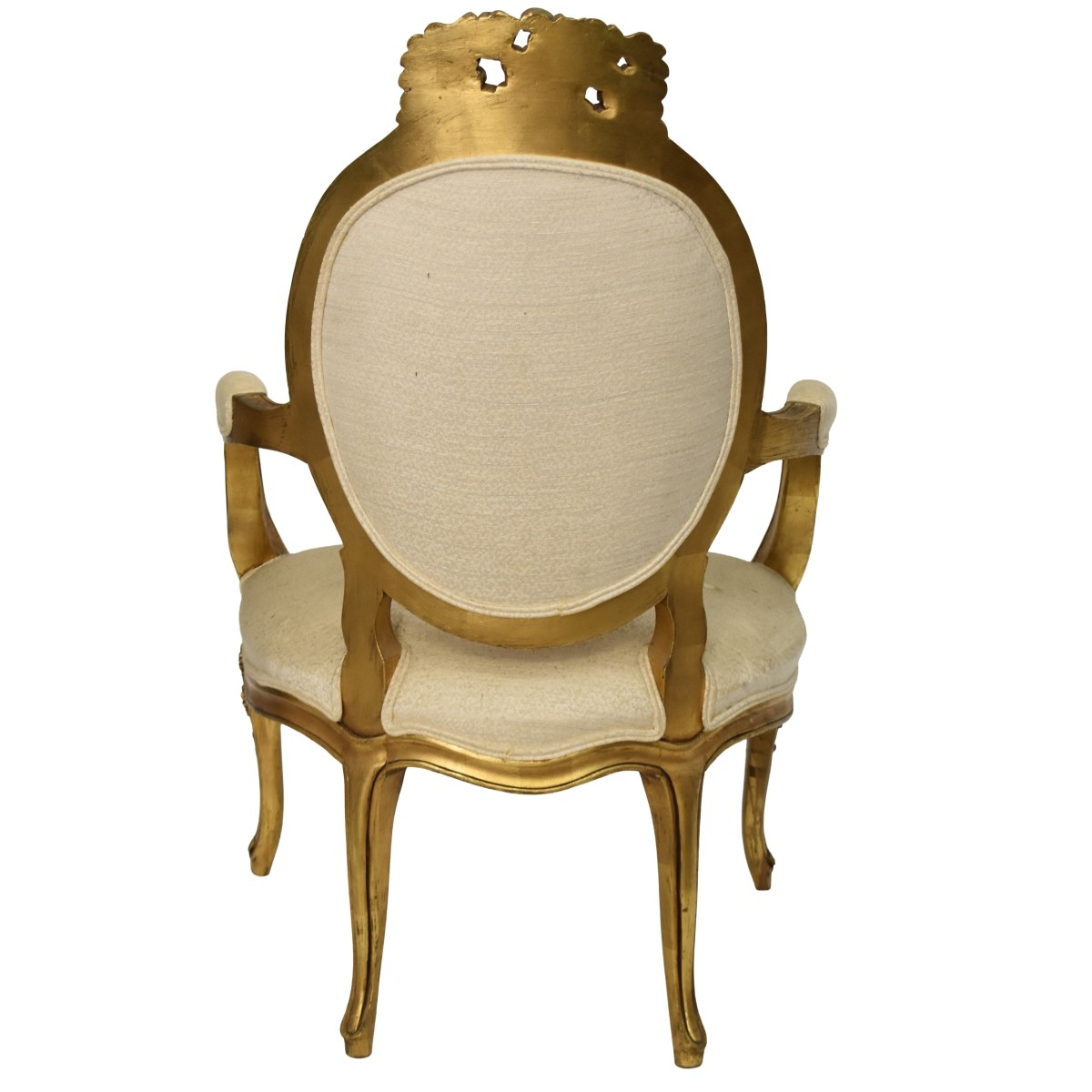 French Louis XVI Style Upholstered Giltwood Chair