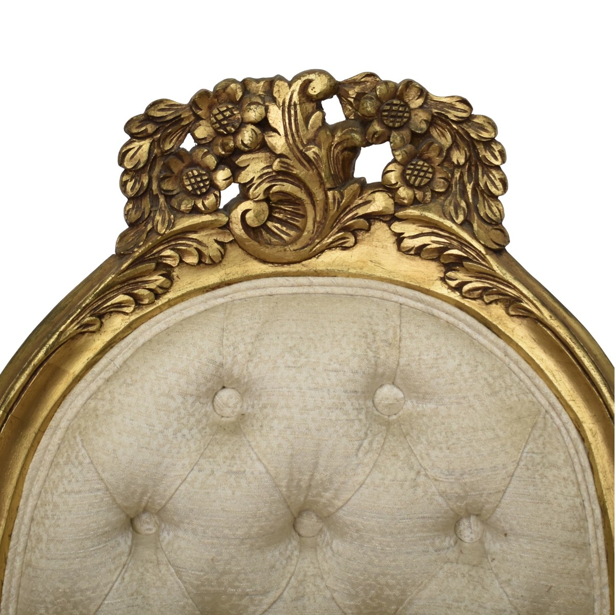 French Louis XVI Style Upholstered Giltwood Chair