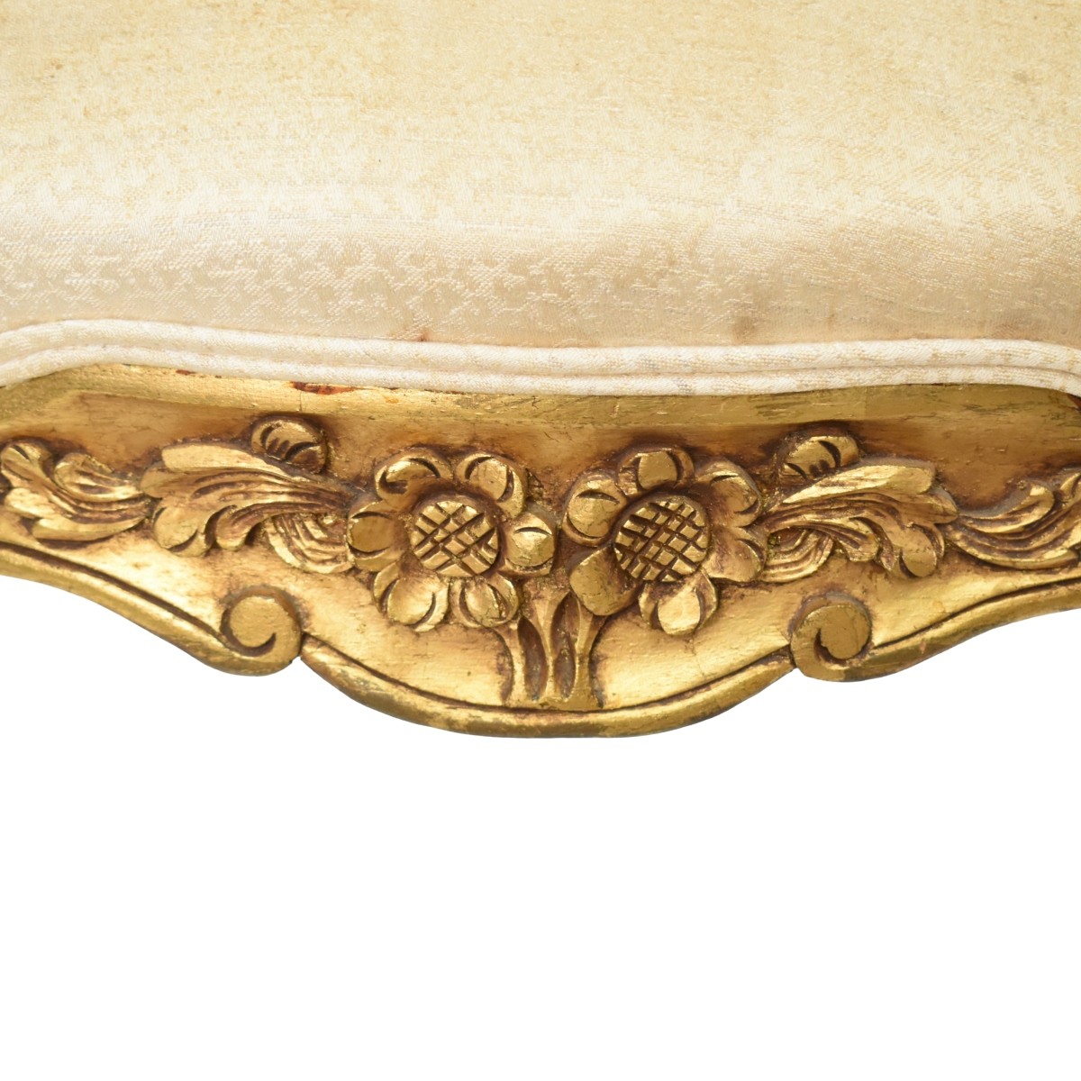 French Louis XVI Style Upholstered Giltwood Chair