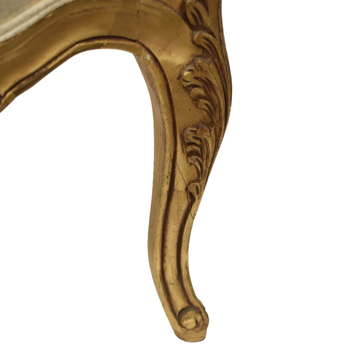 French Louis XVI Style Upholstered Giltwood Chair