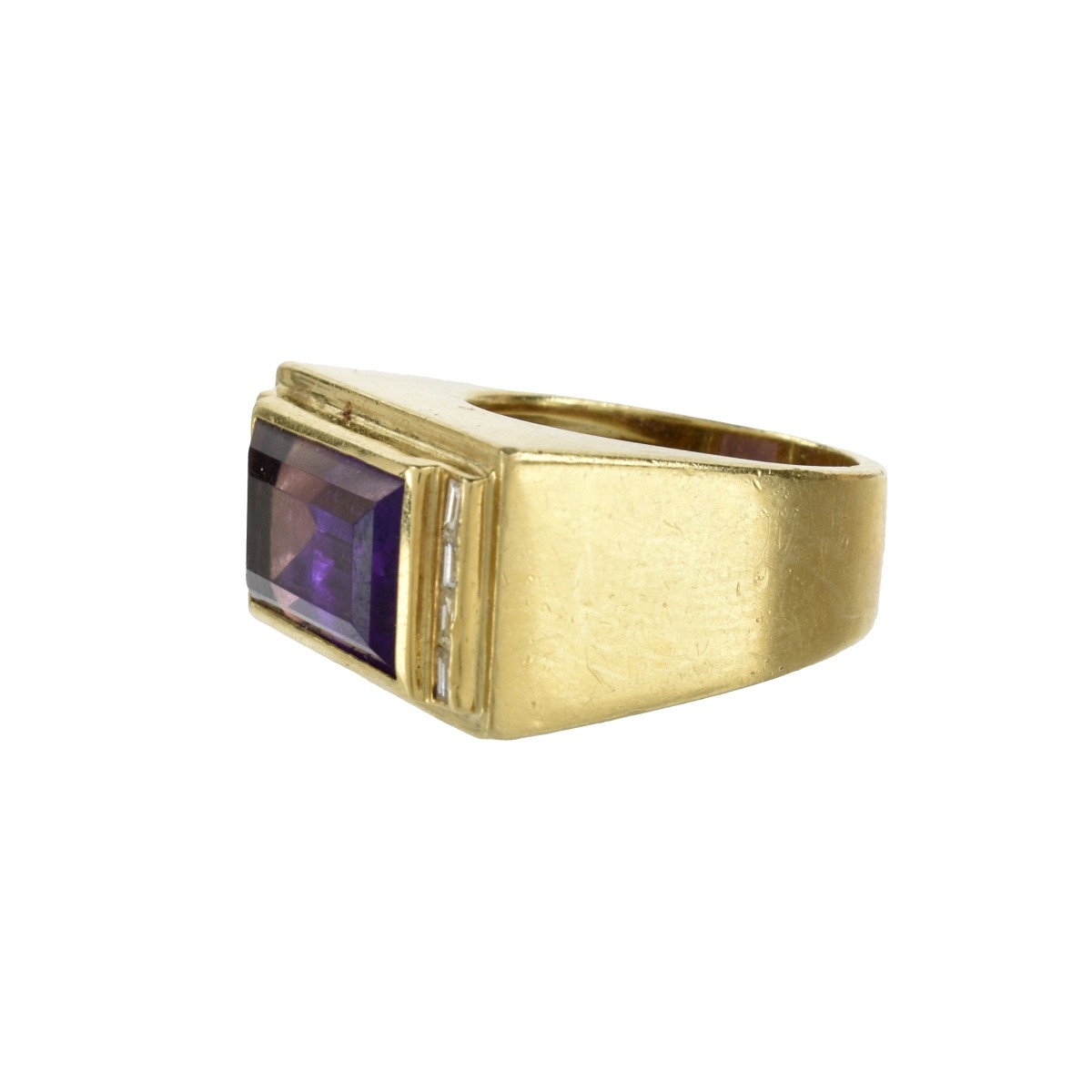 Amethyst, Diamond and 18K Ring