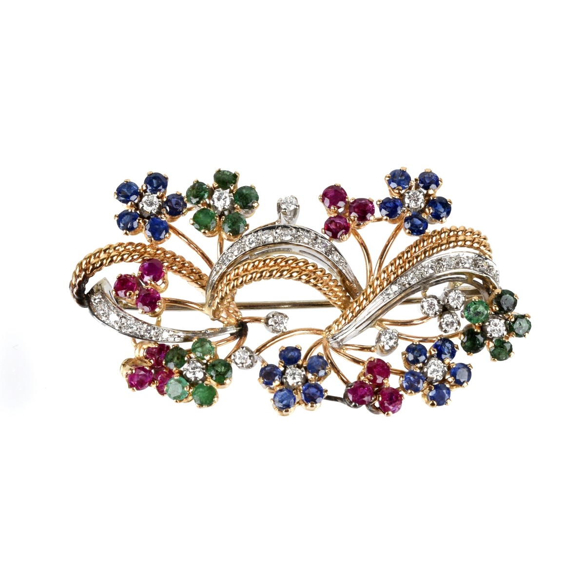 Gemstone and 18K Brooch