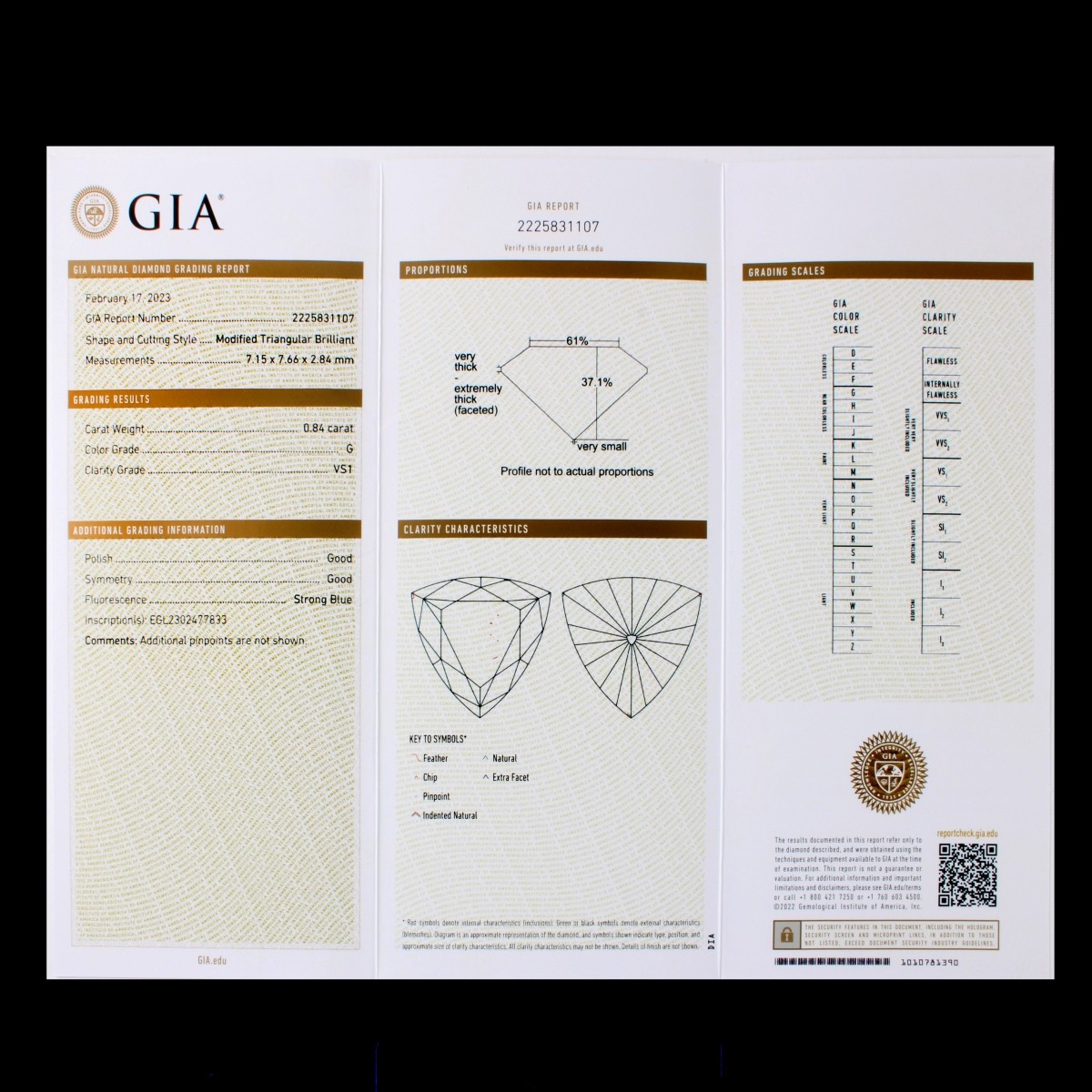 GIA .78 and .84 Trilliant Cut Diamonds