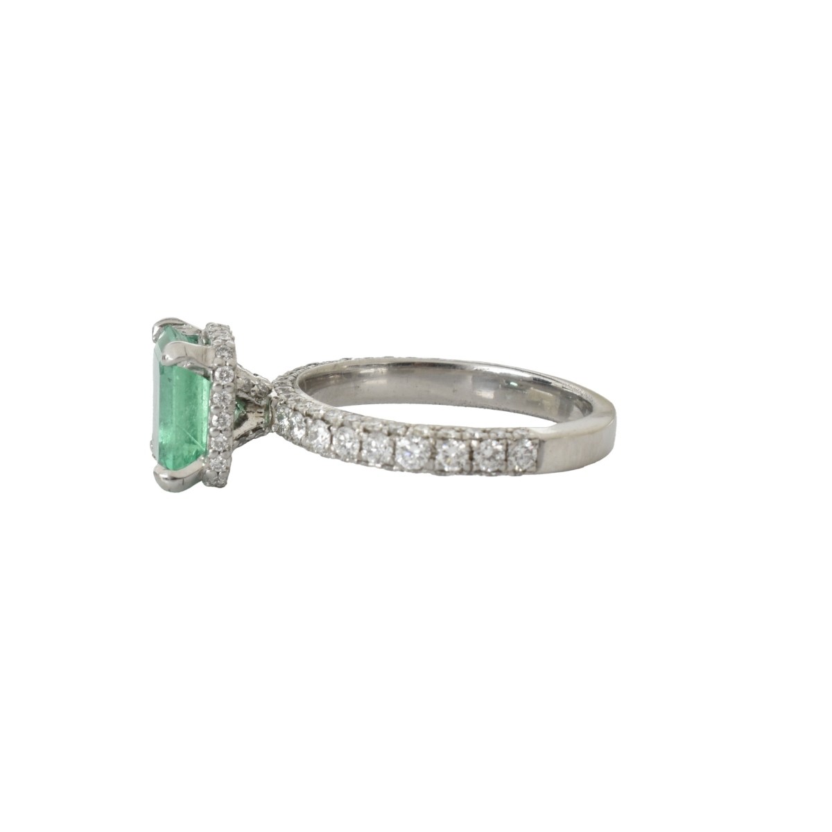 Emerald, Diamond and Platinum Ring