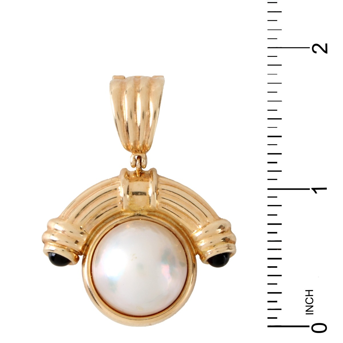 Pearl, Onyx and 14K Pendant
