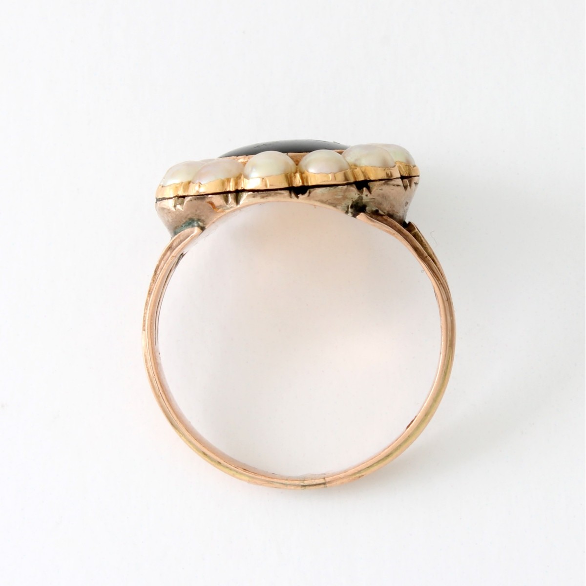 Antique Natural Pearl and Black Onyx Ring