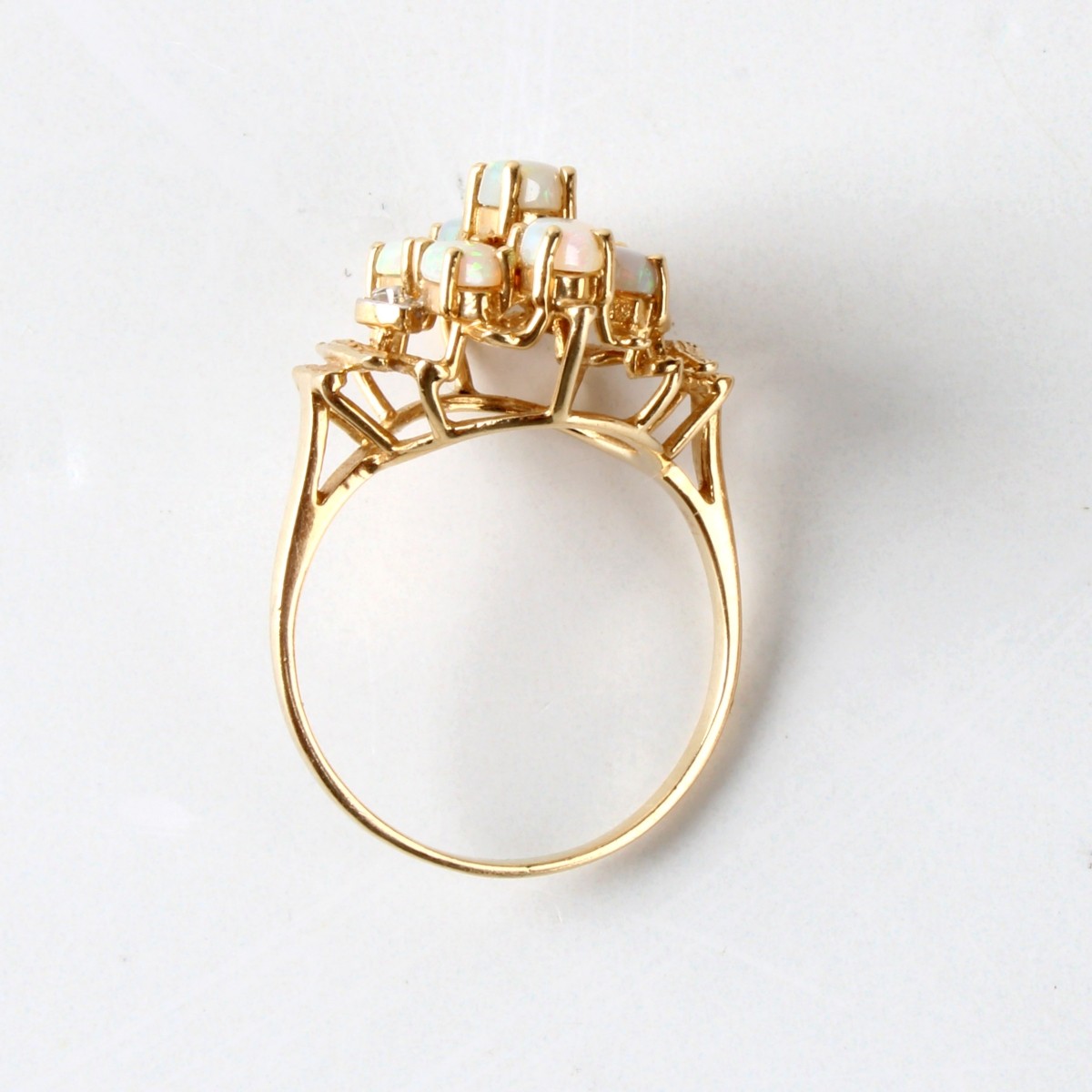 Opal, Diamond and 14K Ring