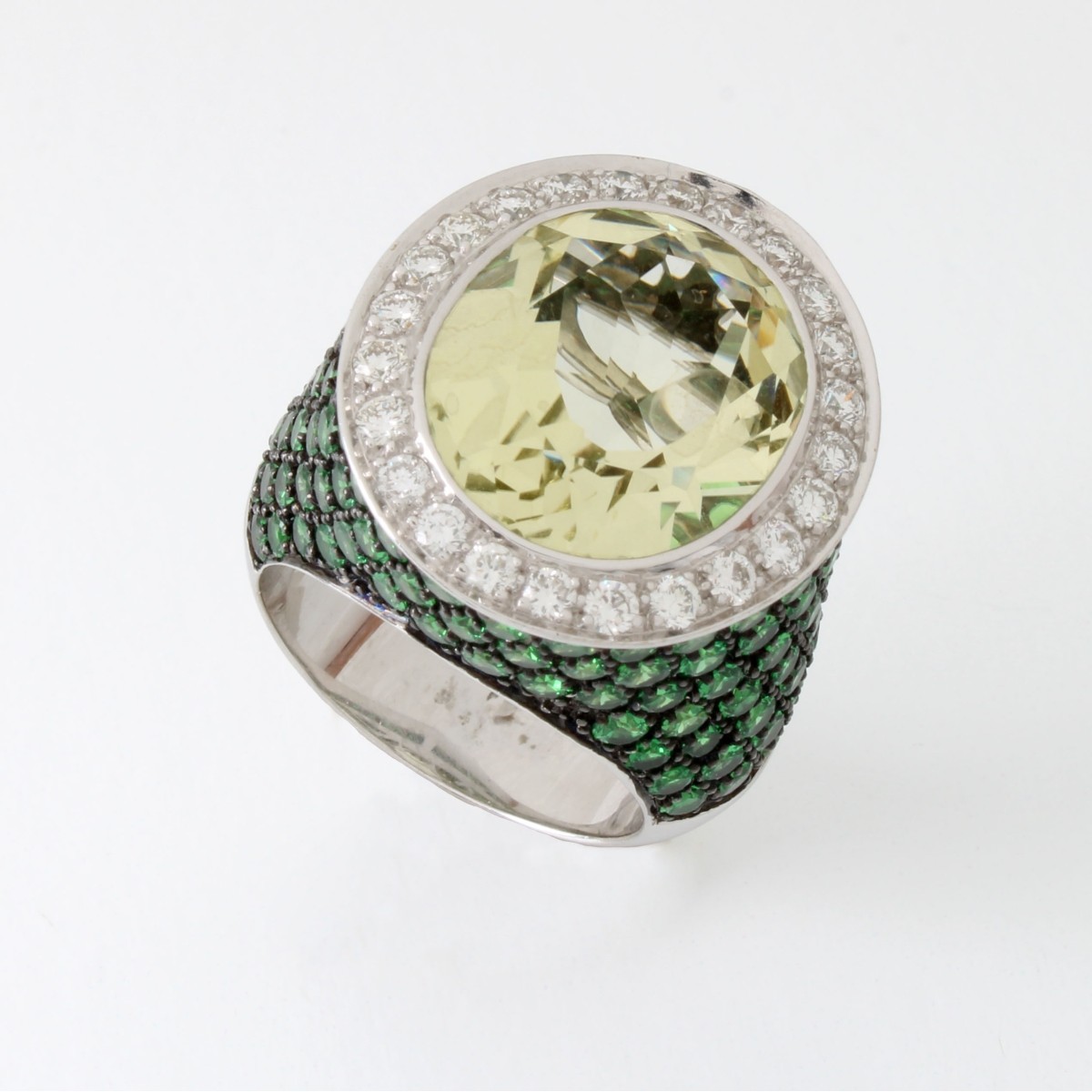 Quartz, Garnet and 18K Ring