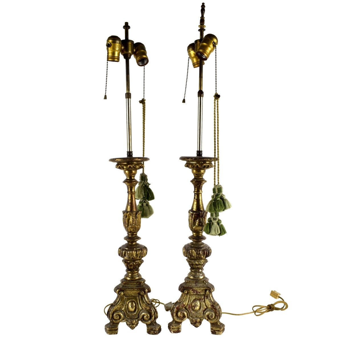 Pair of Louis XVI Style Giltwood Lamps